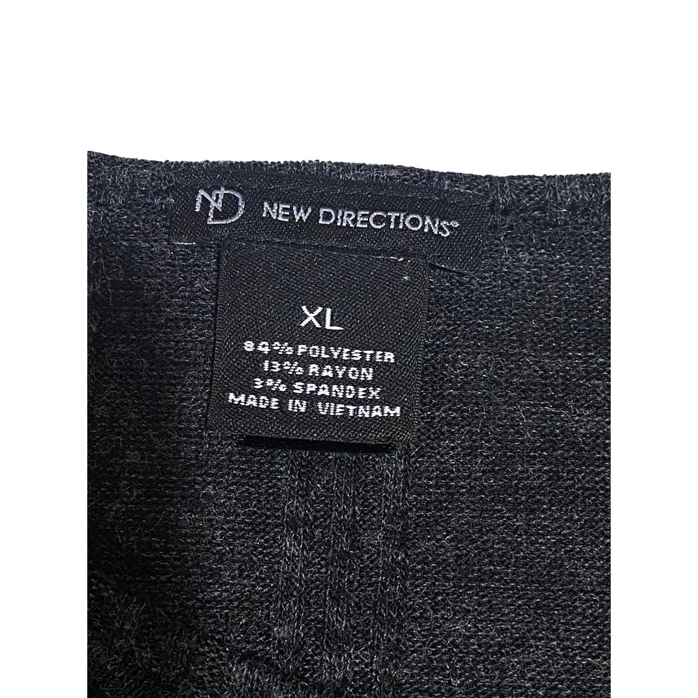 New Directions Women Dark Gray Twist Front Long Sleeve Knit Top XL - Picture 3 of 8